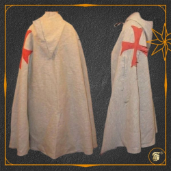 Плащ крестоносца-тамплиера льняной без подкладки с капюшоном 2